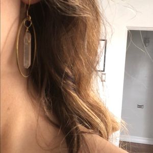 Gold hoop and crystal earrings